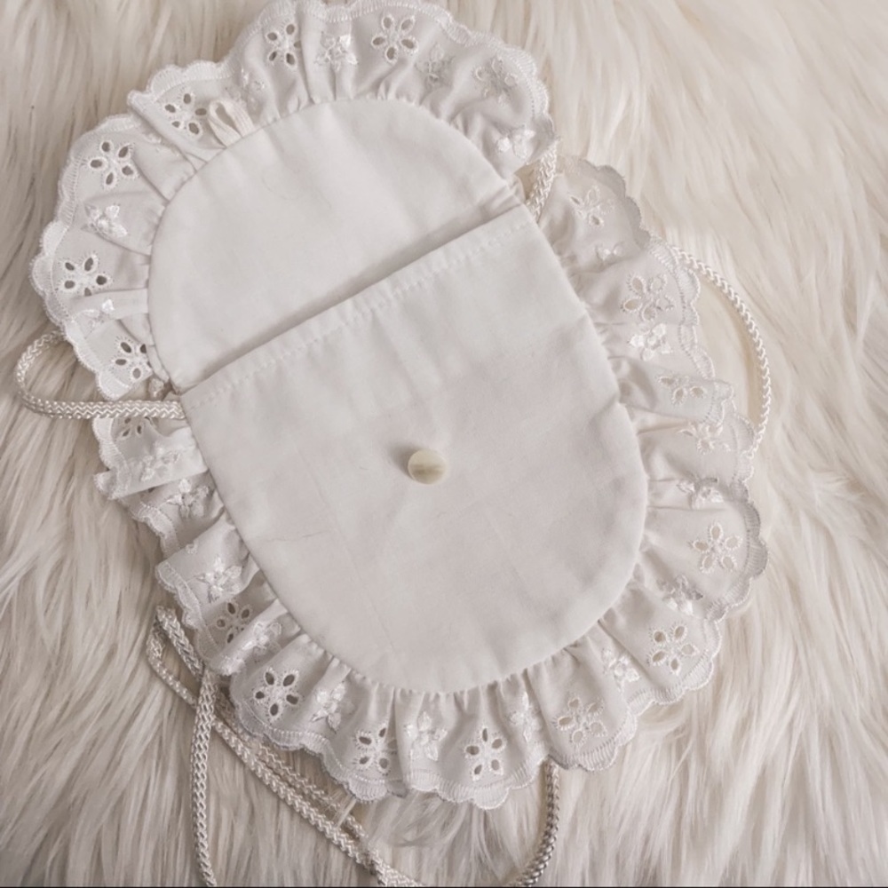Vintage French white eyelet bag